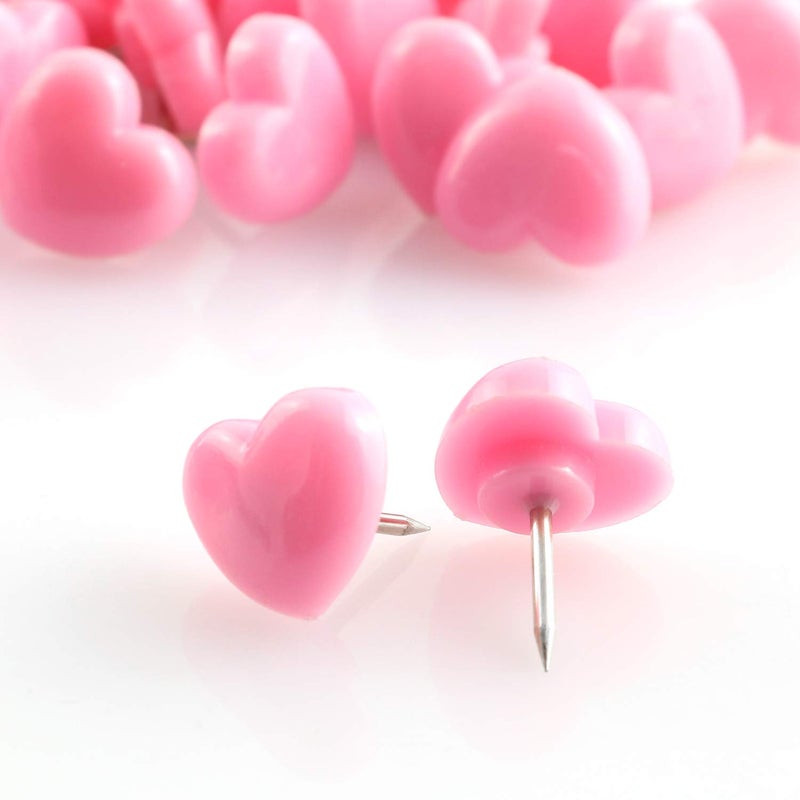 Lind Kitchen 100pcs Heart Shape Push Pins for Home School Office Notice Board Cork Board,Cute Thumbtacks Tacks Decorative Pushpins Accessories Supplies Pink - Image 2